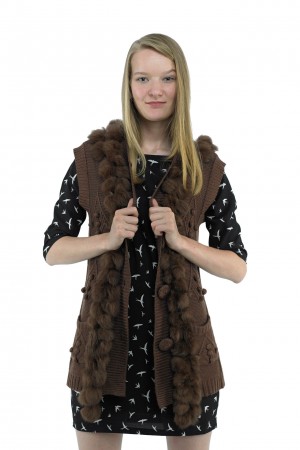 RABBIT FUR CARDIGAN VEST GILET