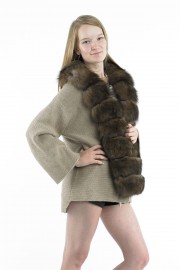 Cashmere Sweatshirt Jacket Sable Fox Fur Cardigan