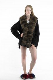 Cashmere Sweatshirt Jacket Sable Fox Fur Cardigan