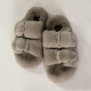 Women Colorful Slides Mink Slippers Mink Fur Sandals