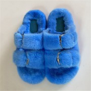 Women Colorful Slides Mink Slippers Mink Fur Sandals