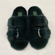 Women Colorful Slides Mink Slippers Mink Fur Sandals