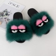 Women Fluff Yeah Multicolor Fox Fur Slippers Mink Fur Slides