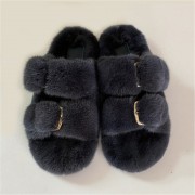 Women Colorful Slides Mink Slippers Mink Fur Sandals