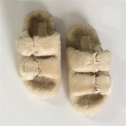 Women Colorful Slides Mink Slippers Mink Fur Sandals