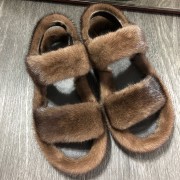 Women Real Mink Fur Slippers Fluffy Slides Real Mink Fur Sandals