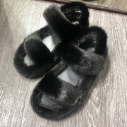 Women Real Mink Fur Slippers Fluffy Slides Real Mink Fur Sandals