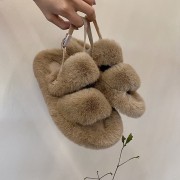 Fashion Rex Rabbit Slippers Women Bunny Slippers Rabbit Fur Sandals