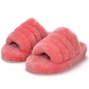 Womens Rex Rabbit Fur Slippers Rabbit Slides Furry Shoes