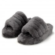 Womens Rex Rabbit Fur Slippers Rabbit Slides Furry Shoes