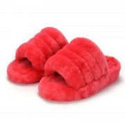 Womens Rex Rabbit Fur Slippers Rabbit Slides Furry Shoes