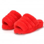 Womens Rex Rabbit Fur Slippers Rabbit Slides Furry Shoes