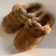 Womens Mink Fur Slippers Furry Slides Pumps Winter