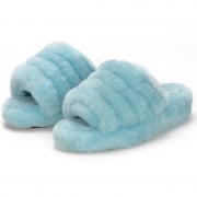 Womens Rex Rabbit Fur Slippers Rabbit Slides Furry Shoes