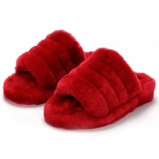 Womens Rex Rabbit Fur Slippers Rabbit Slides Furry Shoes