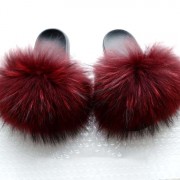 Womens Real Raccoon Fur Slides Fluff yeah Multicolor