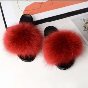 Womens Real Raccoon Fur Slides Fluff yeah Multicolor