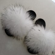 Womens Real Raccoon Fur Slides Fluff yeah Multicolor