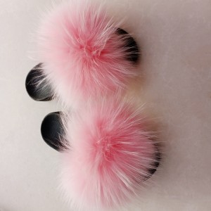 Womens Real Raccoon Fur Slides Fluff yeah Multicolor