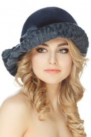 Womens Mink Hat Karakul Trim Astrakhan Hat