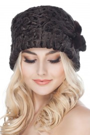 Dark Brown Karakul Astrakhan Hat Fur Bucket Hat