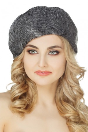 grey beret karakul cap astrakhan hat