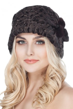 Dark Brown Karakul Astrakhan Hat Fur Bucket Hat