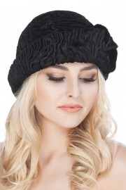 Black Karakul Astrakhan Hat Fur Bucket Hat