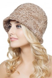 Aastrakhan Karakul Hat Fur Bucket Hat Brown Beige