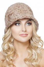 Aastrakhan Karakul Hat Fur Bucket Hat Brown Beige