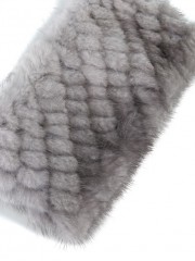 Natural Gray Headband Knitted Mink Fur Hairband Knitted Scarf