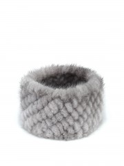 Natural Gray Headband Knitted Mink Fur Hairband Knitted Scarf