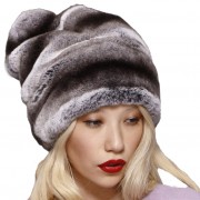 Real Rex Chinchilla Rabbit Fur Hat Santa Cap