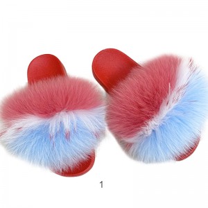 Womens Colorful Real Racoon Fur Slides Soft Raccoon Fur Slippers Fluffy Slides