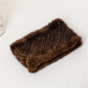 Natural Brown Knitted Real Mink Fur Headband Snood Scarf Women