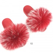 Womens Colorful Real Racoon Fur Slides Soft Raccoon Fur Slippers Fluffy Slides