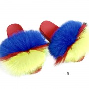 Womens Colorful Real Racoon Fur Slides Soft Raccoon Fur Slippers Fluffy Slides