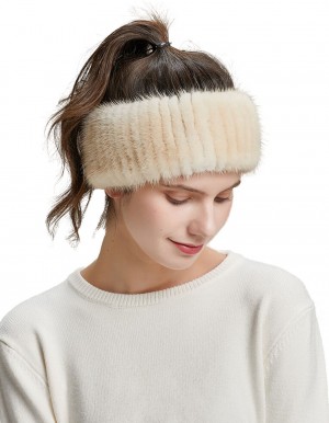 Natural women winter headbands Knitted Real Mink Fur Hairband Knitted Scarf