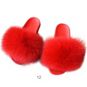 Womens Colorful Real Racoon Fur Slides Soft Raccoon Fur Slippers Fluffy Slides