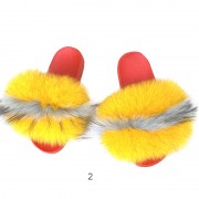 Womens Colorful Real Racoon Fur Slides Soft Raccoon Fur Slippers Fluffy Slides