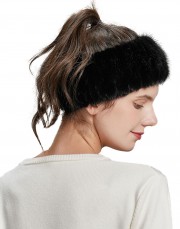 Natural women winter headbands Knitted Real Mink Fur Hairband Knitted Scarf