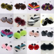 Womens Colorful Real Racoon Fur Slides Soft Raccoon Fur Slippers Fluffy Slides