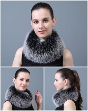 Women Fur Headband Real Fox Fur Knitted Scarf Ear Protector