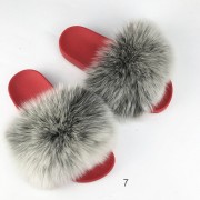 Womens Colorful Real Racoon Fur Slides Soft Raccoon Fur Slippers Fluffy Slides