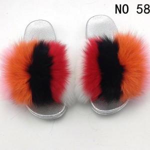 Real Fox Fur Slides Raccoon Fur Slippers Indoor Outdoor