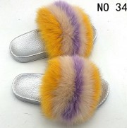 Real Fox Fur Slides Raccoon Fur Slippers Indoor Outdoor