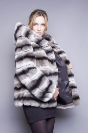 Rex Rabbit fur (Chinchilla) Jacket with Hoods