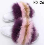 Real Fox Fur Slides Raccoon Fur Slippers Indoor Outdoor