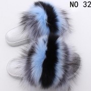 Real Fox Fur Slides Raccoon Fur Slippers Indoor Outdoor