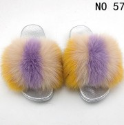 Real Fox Fur Slides Raccoon Fur Slippers Indoor Outdoor